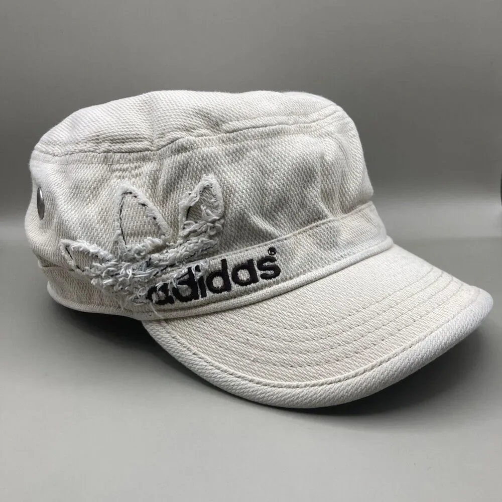 Vtg Y2K Adidas Embroidered Military Style Beige A-Flex Hat S/M